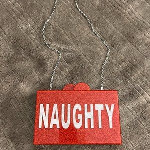 Bari Lynn Naughty/Nice Glittered Acrylic Box Clutch Bag